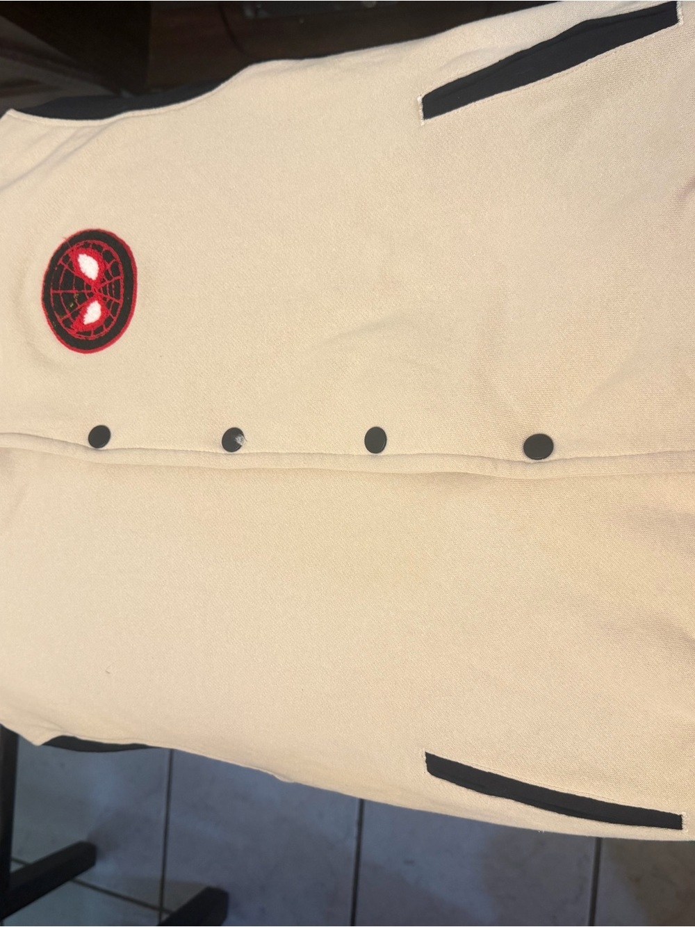 Marvel Beige Kids Bomber Jacket with Black Accents and Red Spider Patch